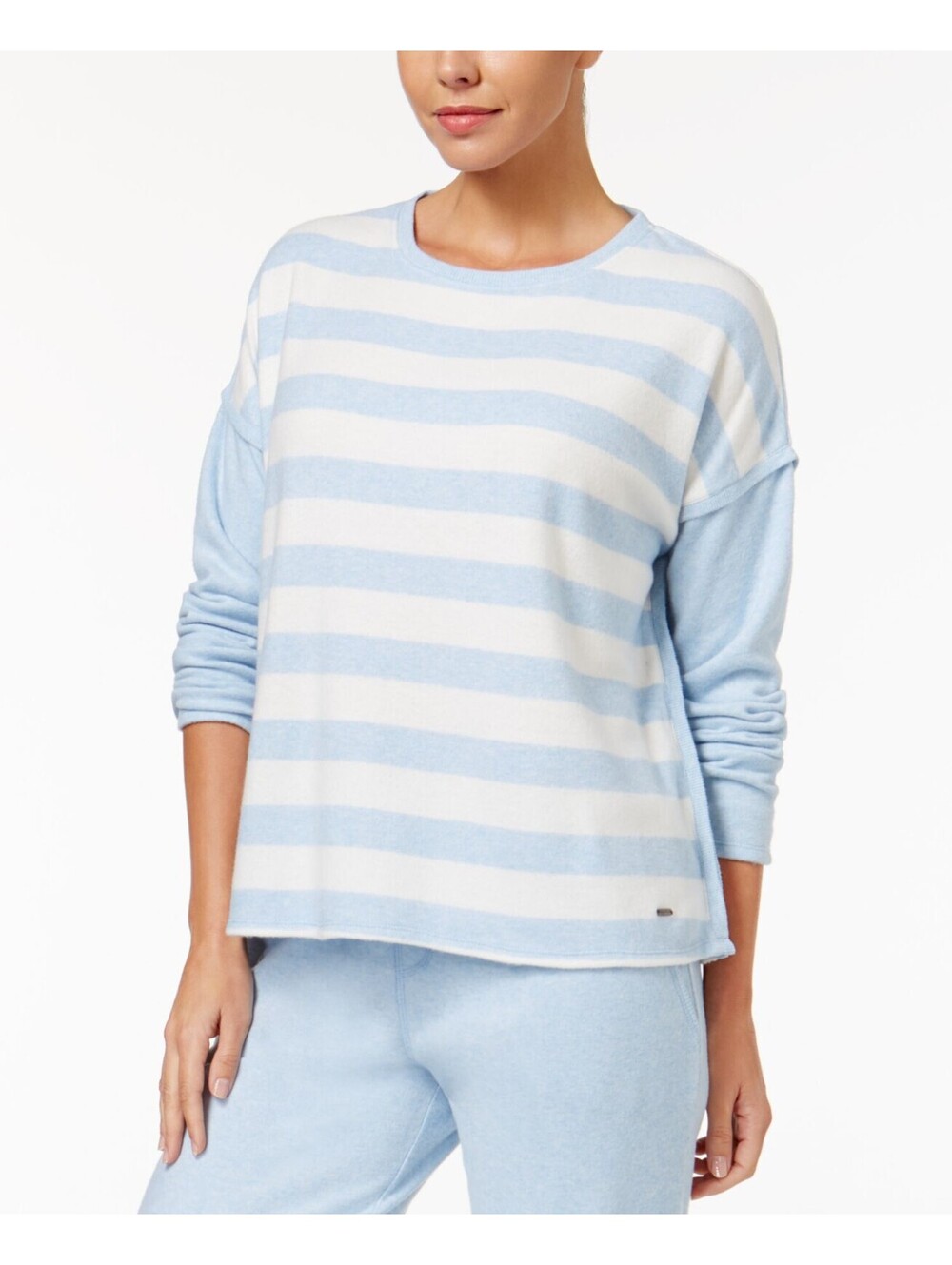 Nautica Womens Sleepwear Striped Sweater Knit Lounge Pajama Top Only,1-Piece L